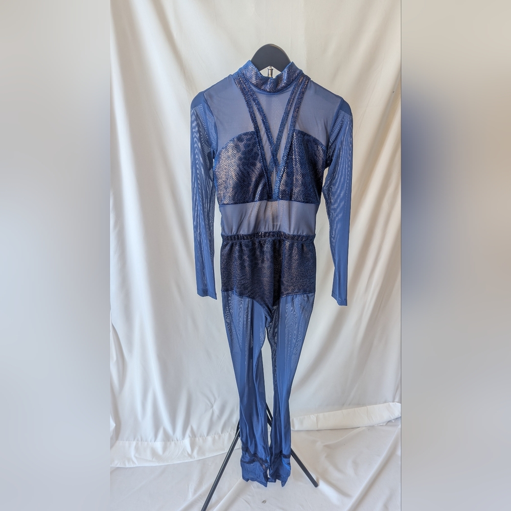 Dance Unitard - Sheer Long-Sleeve Navy Bodysuit - Women’s Intimates